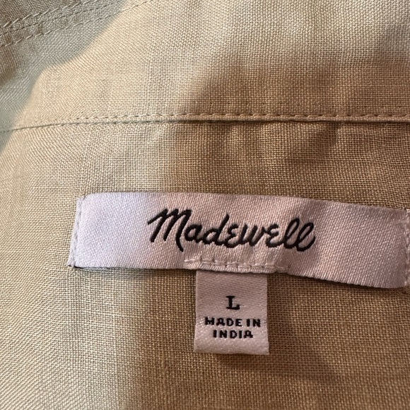 Madewell Resort Long Sleeve Shirt in Paqle Lichen 100% Ramie - Picture 8 of 12